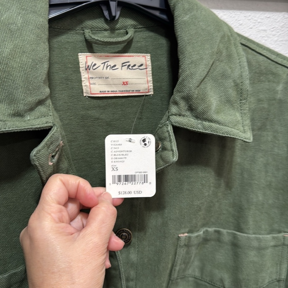 Free People Madison City Twill Jacket Olive Green Women's Casual Jacket - Picture 4 of 5